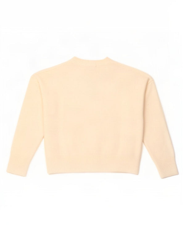 Zara Suéter feminino oversized com gola redonda, Reino Unido 10 pequeno off white