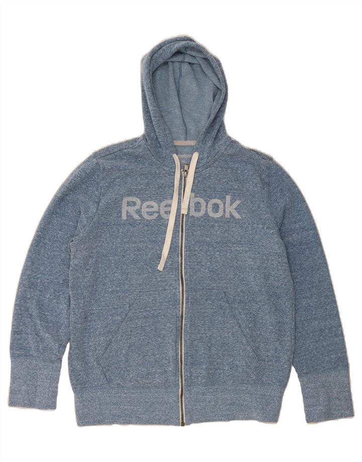 REEBOK Womens Graphic Zip Hoodie Sweater UK 18 XL Blue Cotton Vintage Reebok and Second-Hand Reebok from Messina Hembry 