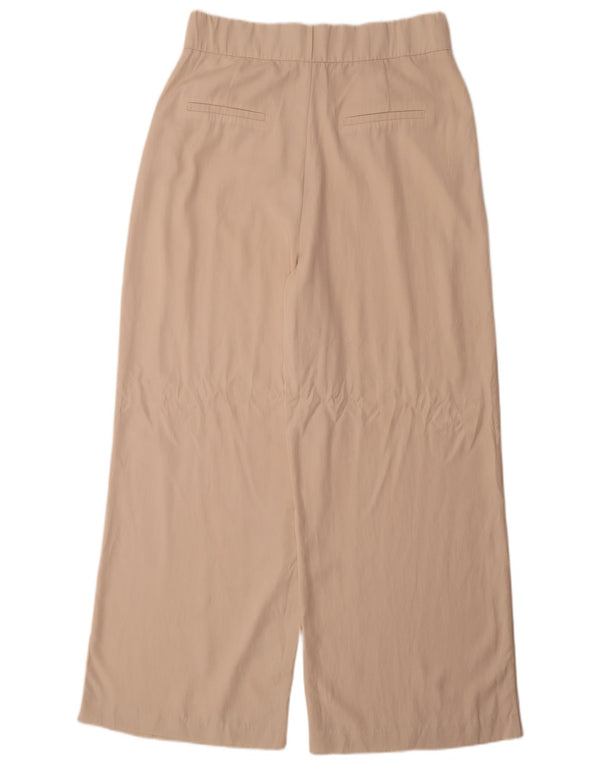 Zara Calça Chino Feminina Cintura Alta Perna Larga XL W32 L32 Bege Lyocell