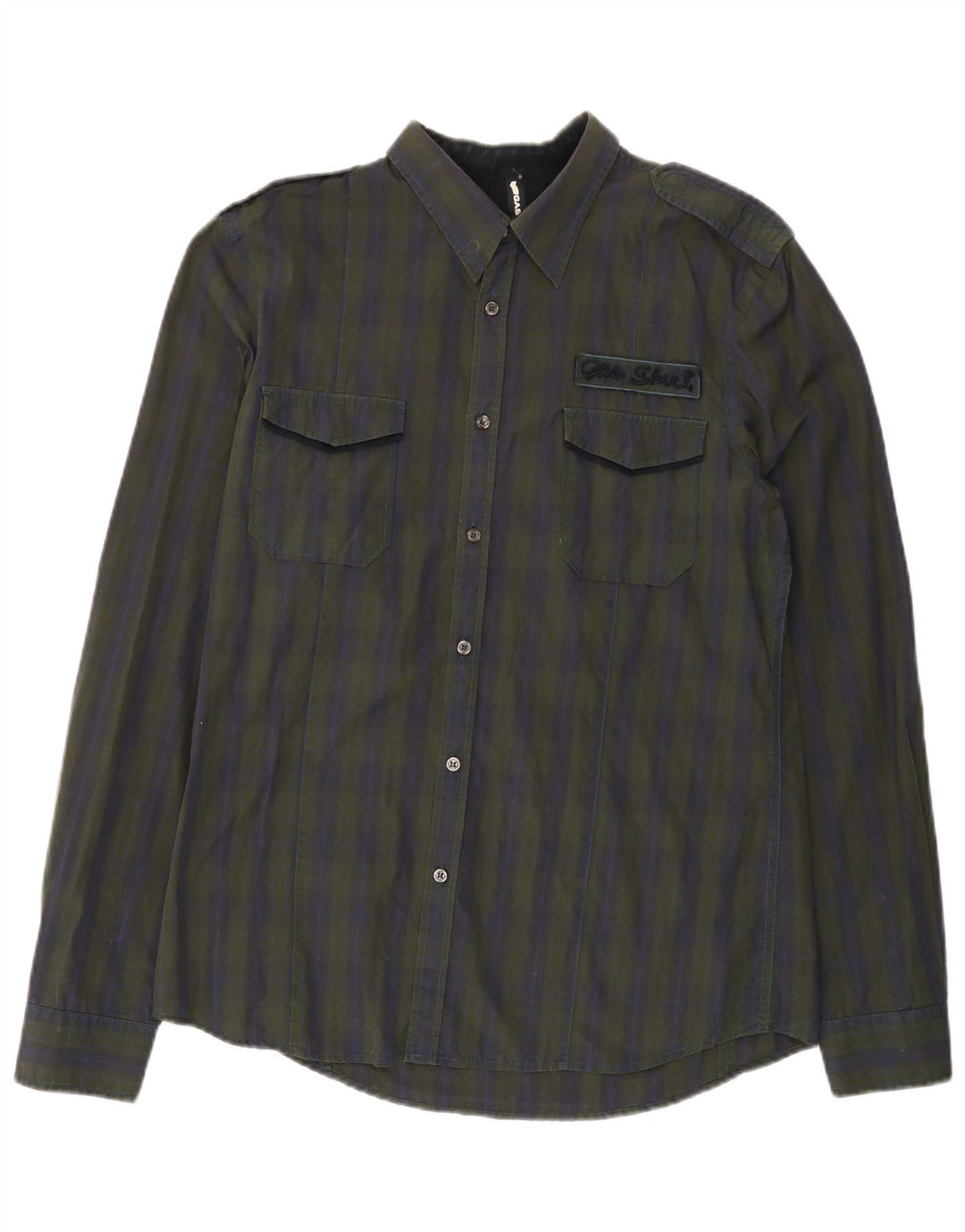 Camisa militar masculina Gas XL algodão xadrez multicolorido