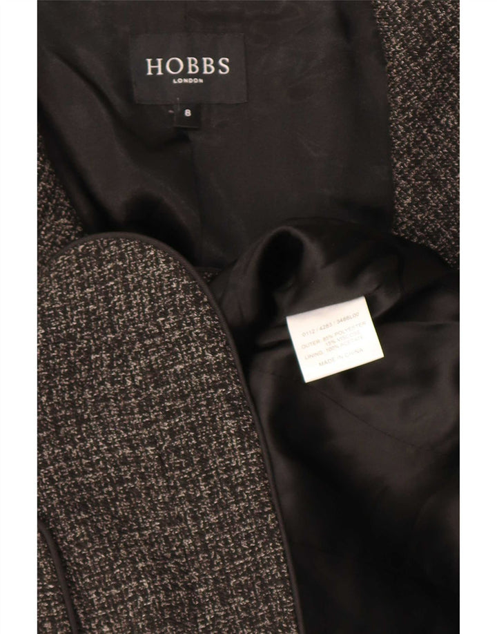 Jaqueta blazer feminina de 3 botões Hobbs UK 8 poliéster cinza pequeno