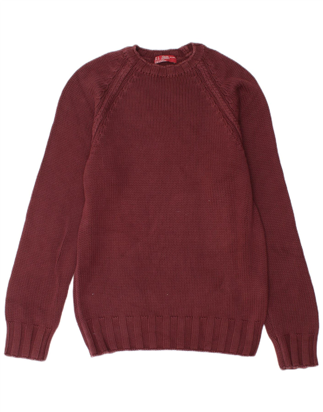 Zara Suéter masculino com gola redonda, algodão médio Borgonha