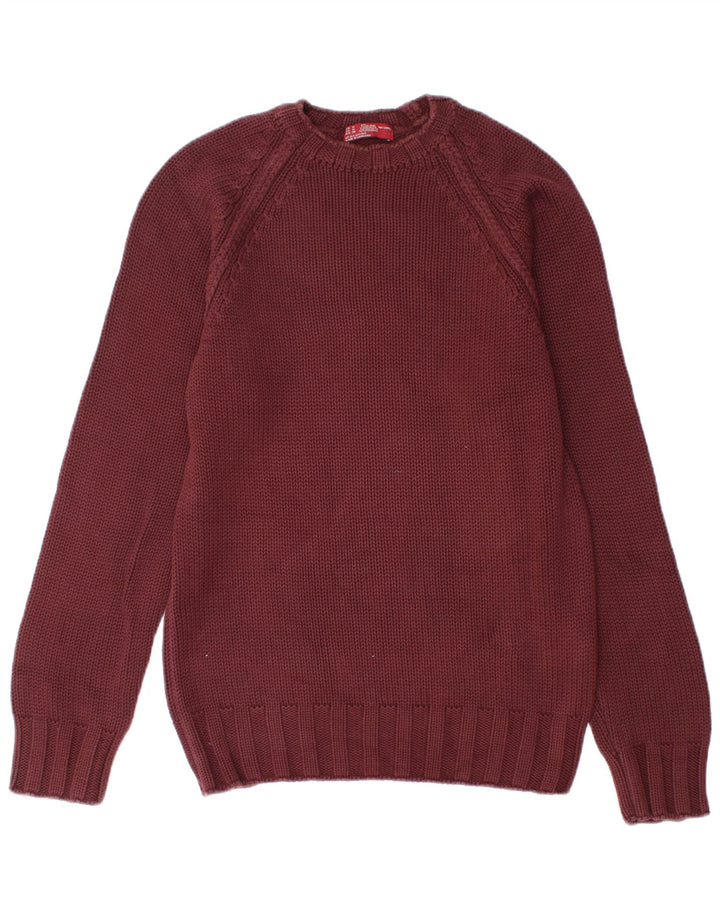 Zara Suéter masculino com gola redonda, algodão médio Borgonha