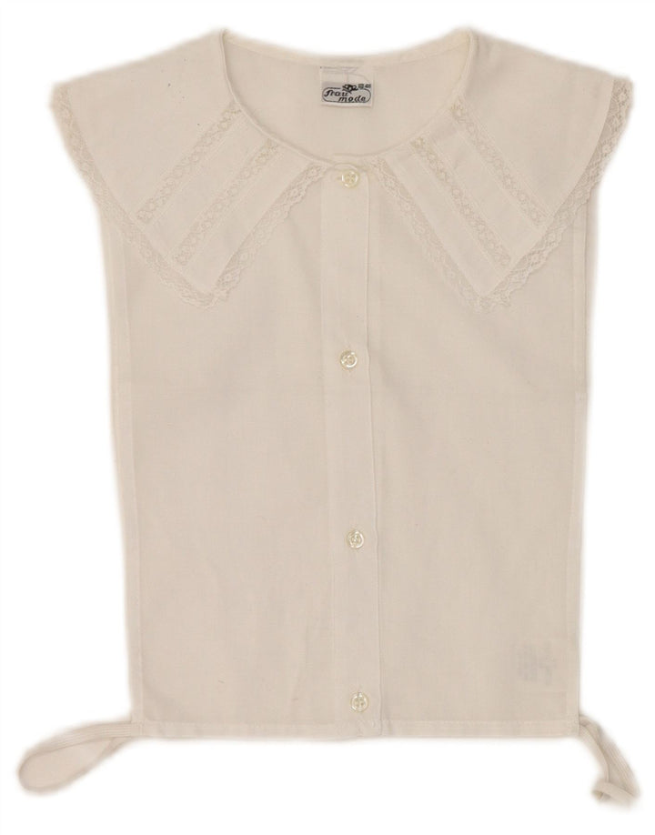 Blusa feminina vintage sem mangas IT 46 grande poliéster branco
