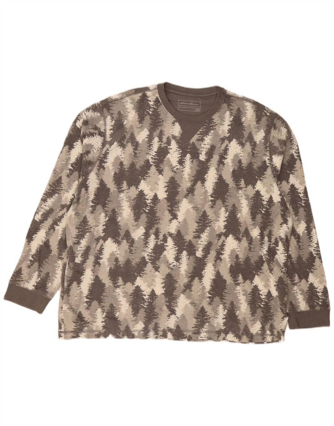 EDDIE BAUER Masculino Abstrato Padrão Top Manga Longa 2XL Algodão Cinza