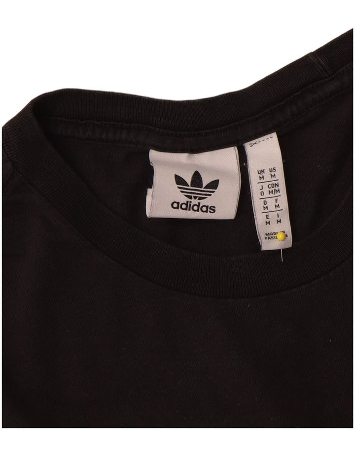 Adidas Mens Camiseta Top Médio Algodão Preto