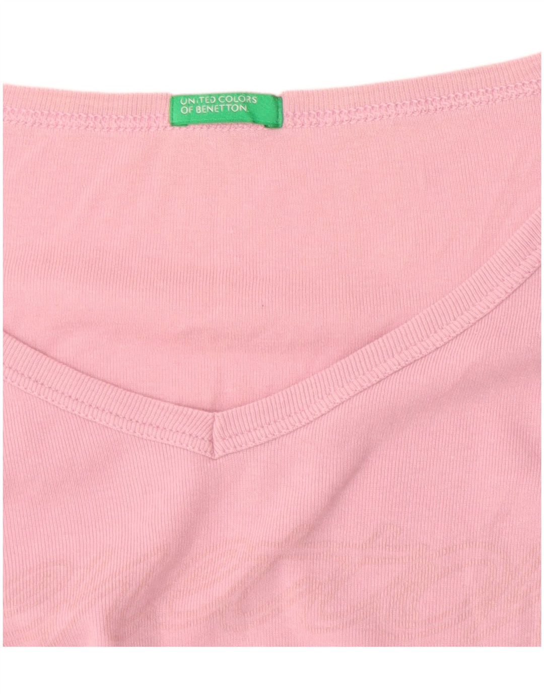 Top gráfico feminino Benetton manga comprida UK 12 rosa médio