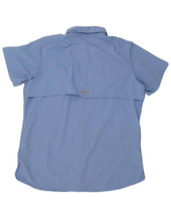Camiseta feminina Columbia de manga curta grande azul nylon