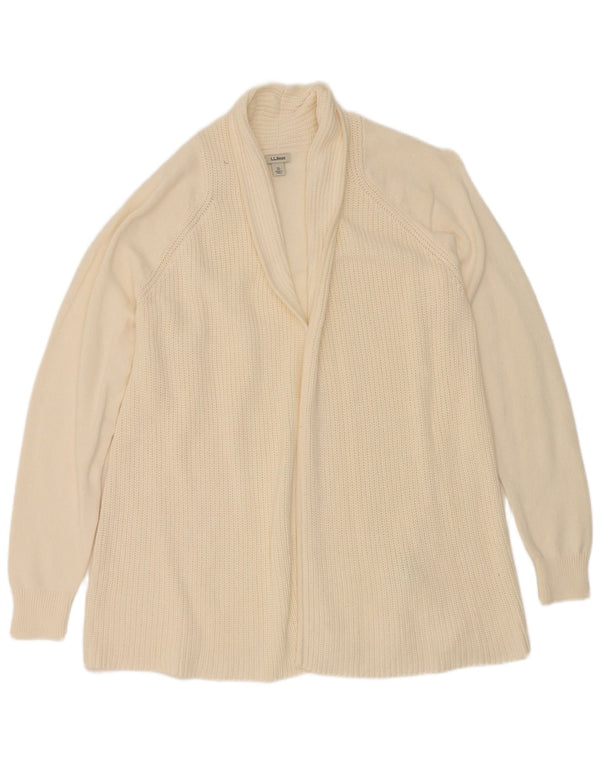 Suéter cardigã feminino aberto L.L.Bean Reino Unido 18 XL algodão branco