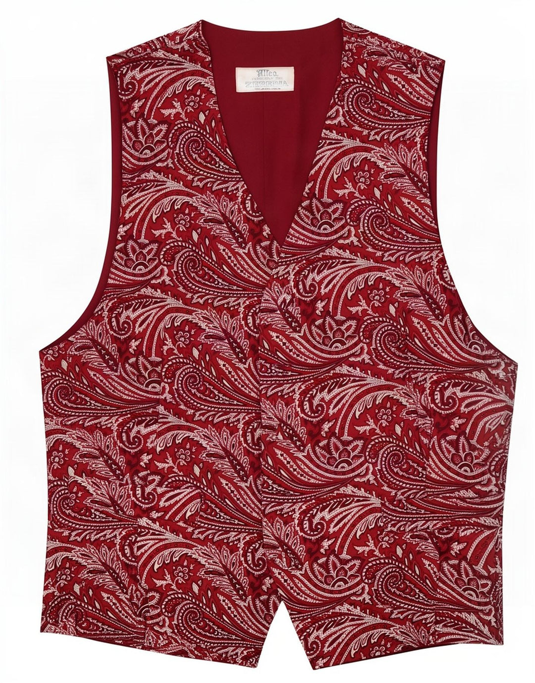Colete masculino vintage pequeno vermelho paisley seda