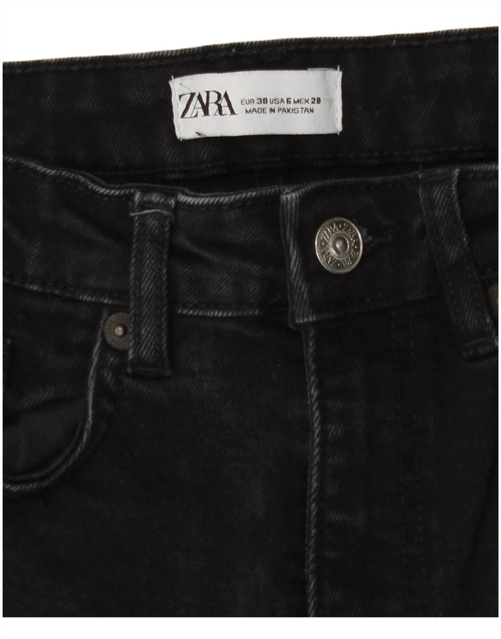 Calça jeans reta feminina Zara EU 38 pequena W28 L25 algodão preto
