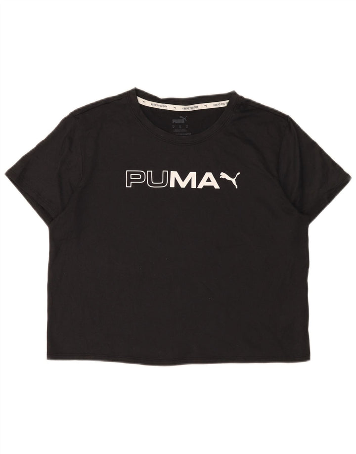 Camiseta feminina Puma Crop Graphic Top UK 14 Médio Preto Poliéster