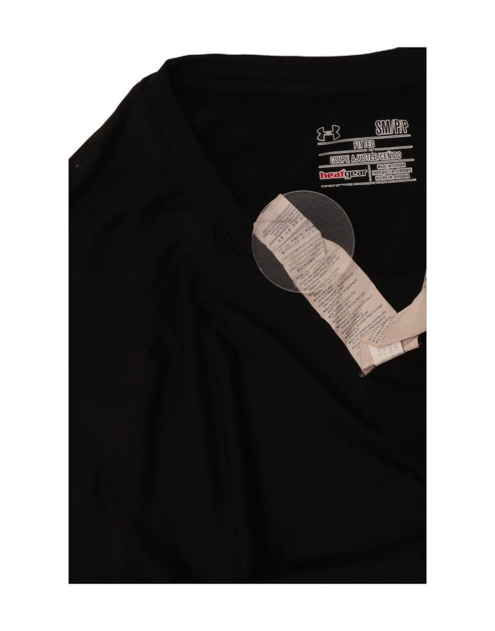 Under Armour Mens Heat Gear Top manga longa poliéster preto pequeno