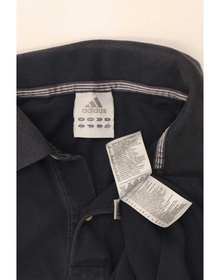 Camisa polo masculina Adidas pequena algodão azul marinho