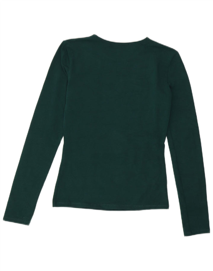Top feminino Zara manga comprida UK 10 pequeno verde