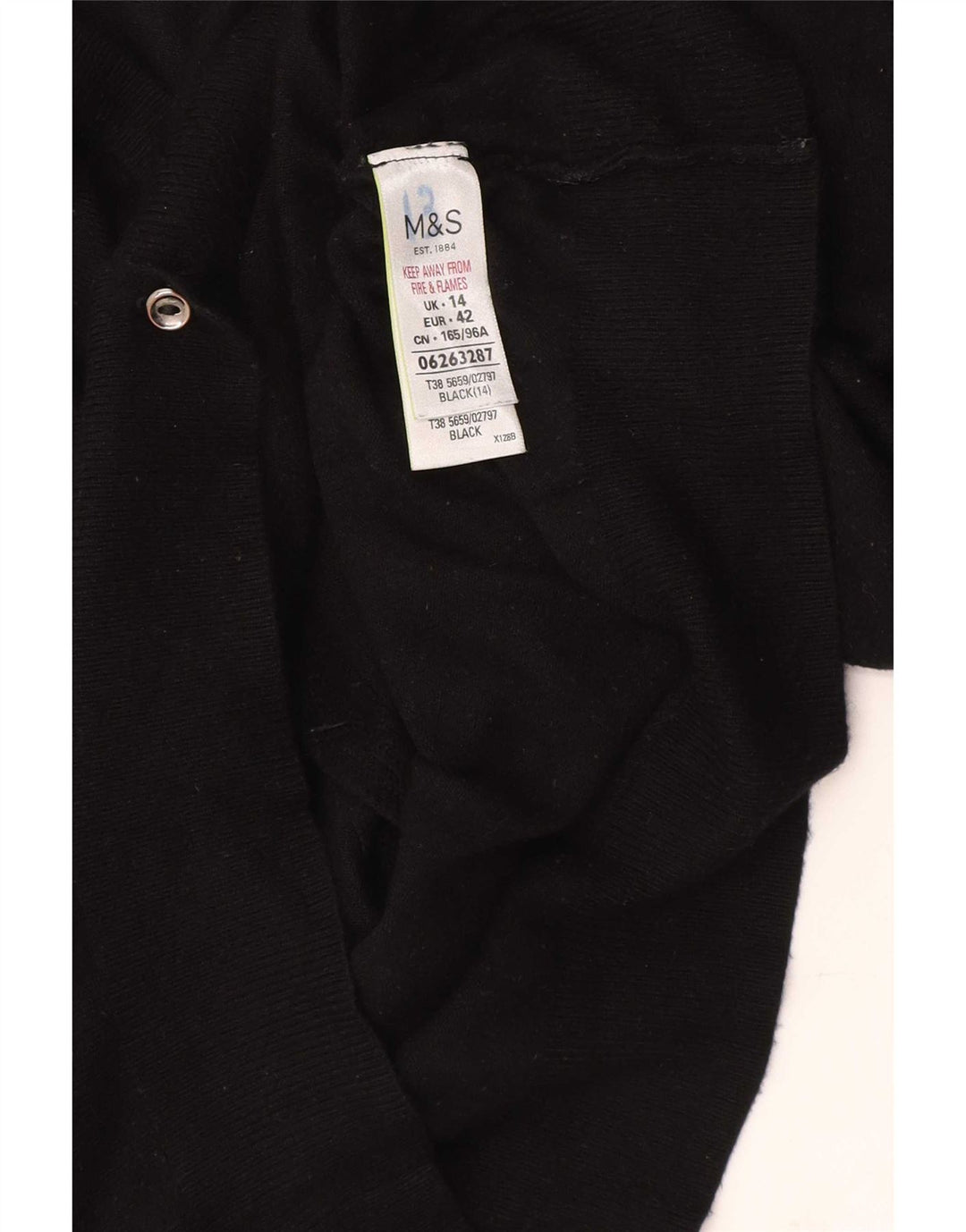 Suéter cardigã feminino Marks & Spencer UK 14 grande viscose preta