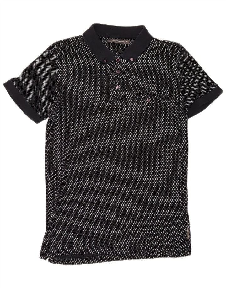 Camisa polo masculina FRENCH CONNECTION de algodão com bolinhas pretas médias