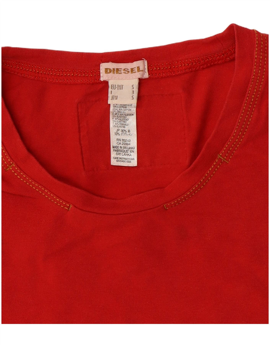 Camiseta feminina DIESEL UK 10 pequeno algodão vermelho