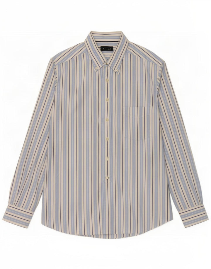 Camisa masculina Massimo Dutti XL risca de giz azul