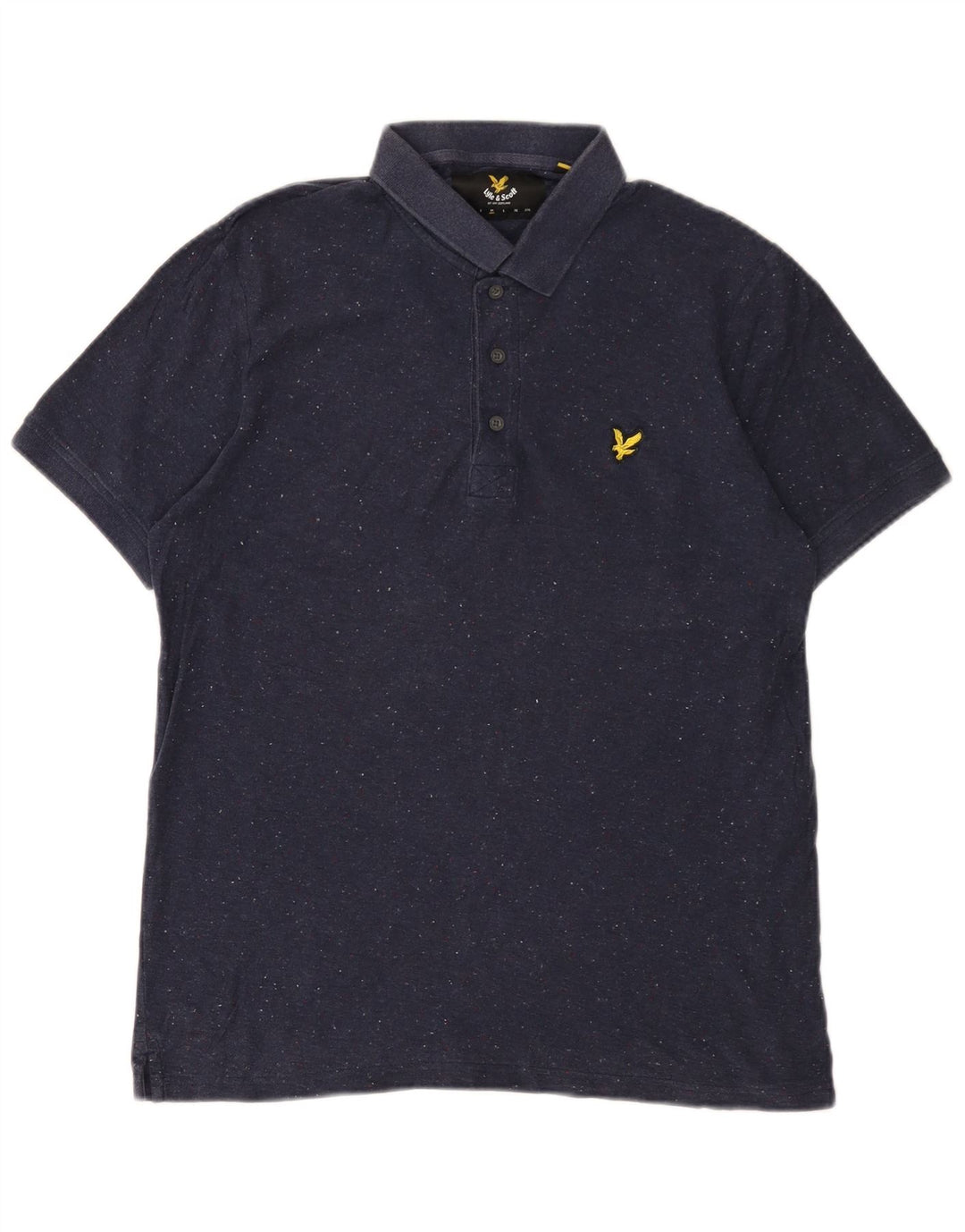 Camisa polo masculina LYLE & SCOTT de algodão manchado azul marinho médio