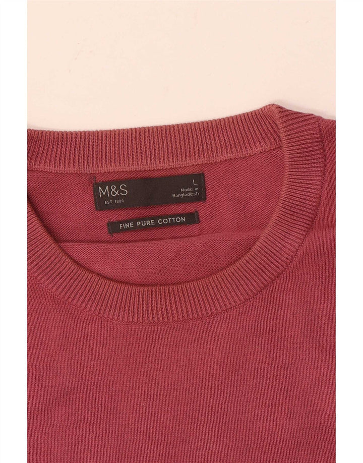 Suéter masculino Marks & Spencer com gola redonda, grande algodão vermelho