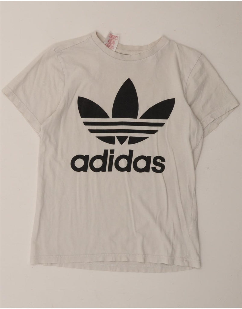 ADIDAS Girls Graphic T-Shirt Top 12-13 Years White Cotton Vintage Adidas and Second-Hand Adidas from Messina Hembry 