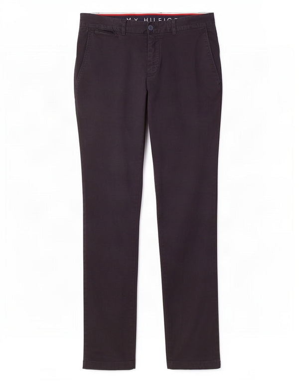 Tommy Hilfiger Mens Slim Chino Calças W33 L34 Azul Marinho Algodão