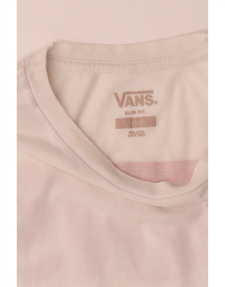Camiseta Vans Masculina Slim Fit Graphic Top Grande Algodão Branco