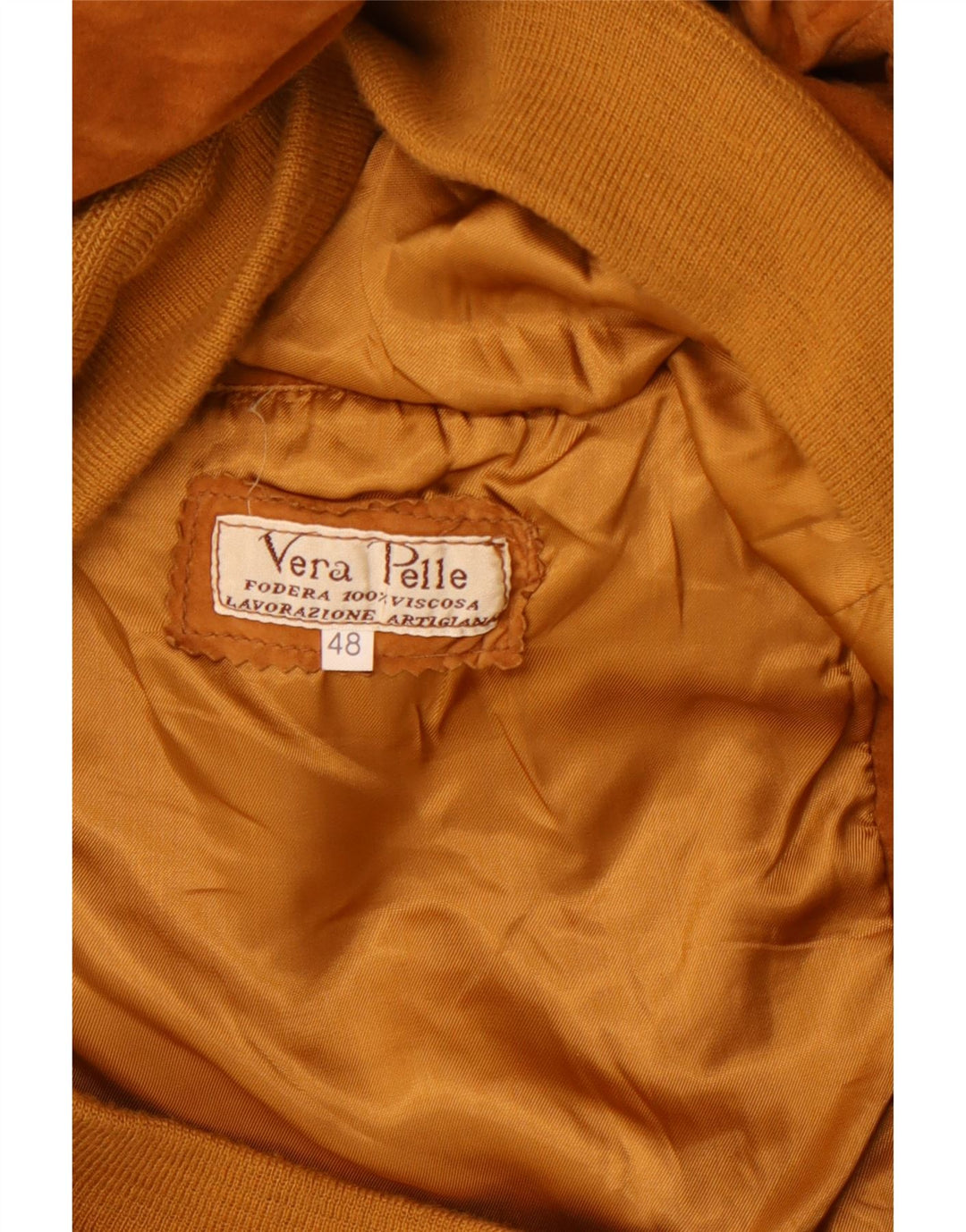 Jaqueta bomber masculina de camurça LAVORAZIONE ARTIGIANA IT 48 couro marrom médio