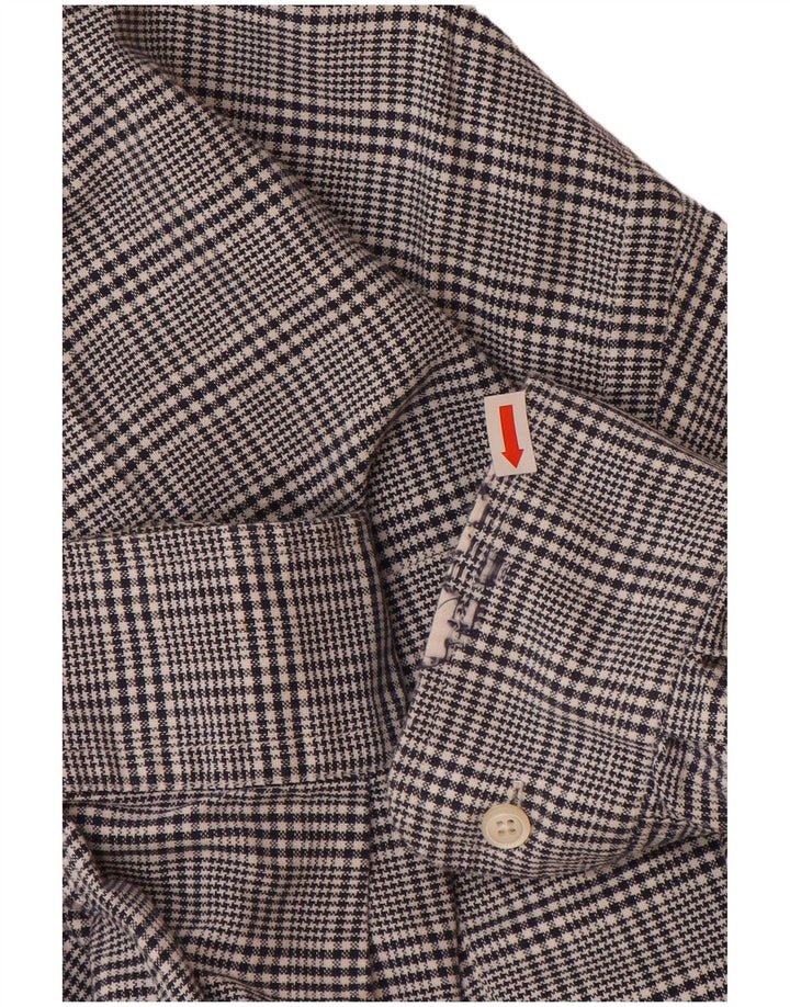 Camisa masculina de flanela NAUTICA de algodão Houndstooth azul marinho médio