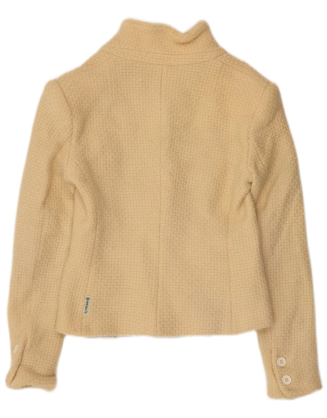 Jaqueta blazer feminina ARMANI JEANS crop 3 botões Reino Unido 12 lã bege médio