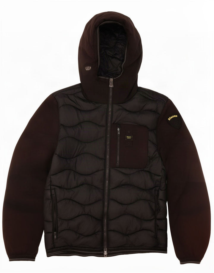 Blauer Jaqueta masculina acolchoada com capuz UK 38 Poliamida Colourblock Médio Preto