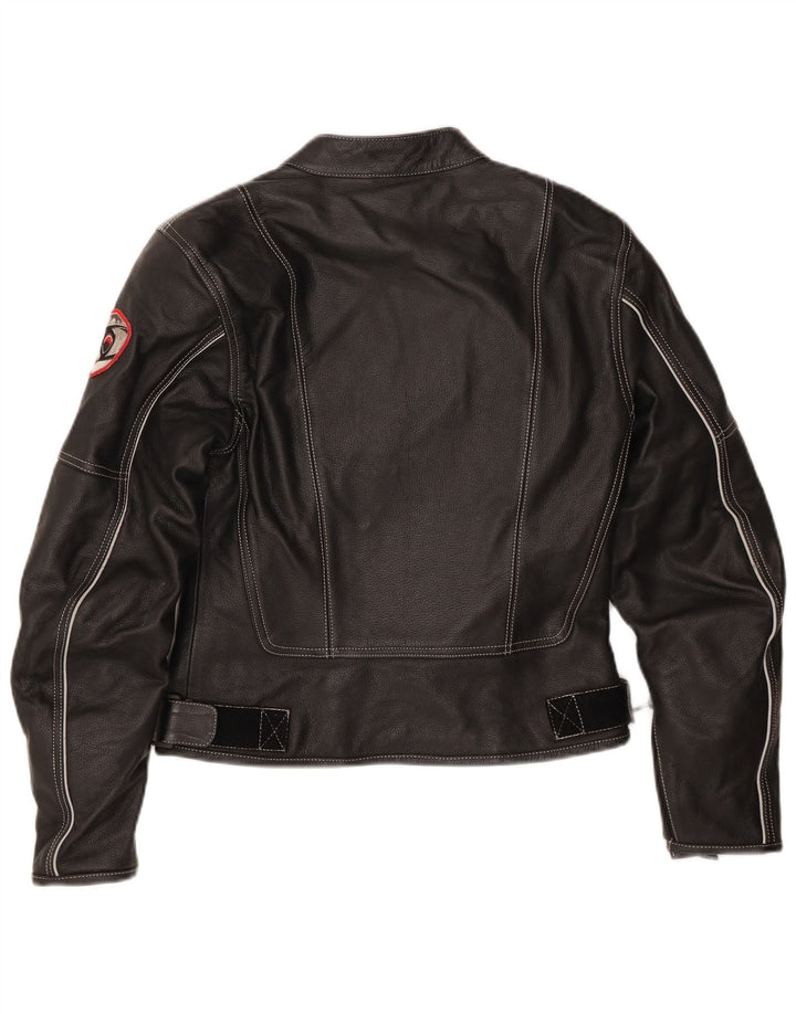 Jaqueta feminina de couro Suomy Moto Racer Reino Unido 12 couro preto médio