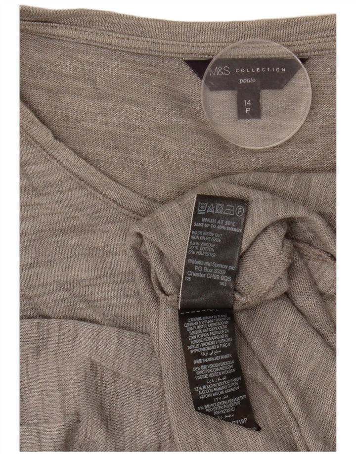 Marks & Spencer Top feminino pequeno manga 3/4 Reino Unido 14 grande cinza manchado