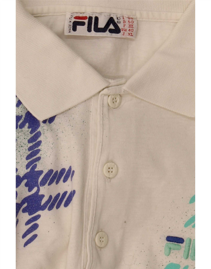Camisa polo masculina Fila IT 50 médio branco geométrico