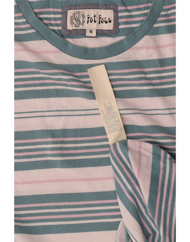 Camiseta masculina Fat Face Top de algodão listrado azul médio