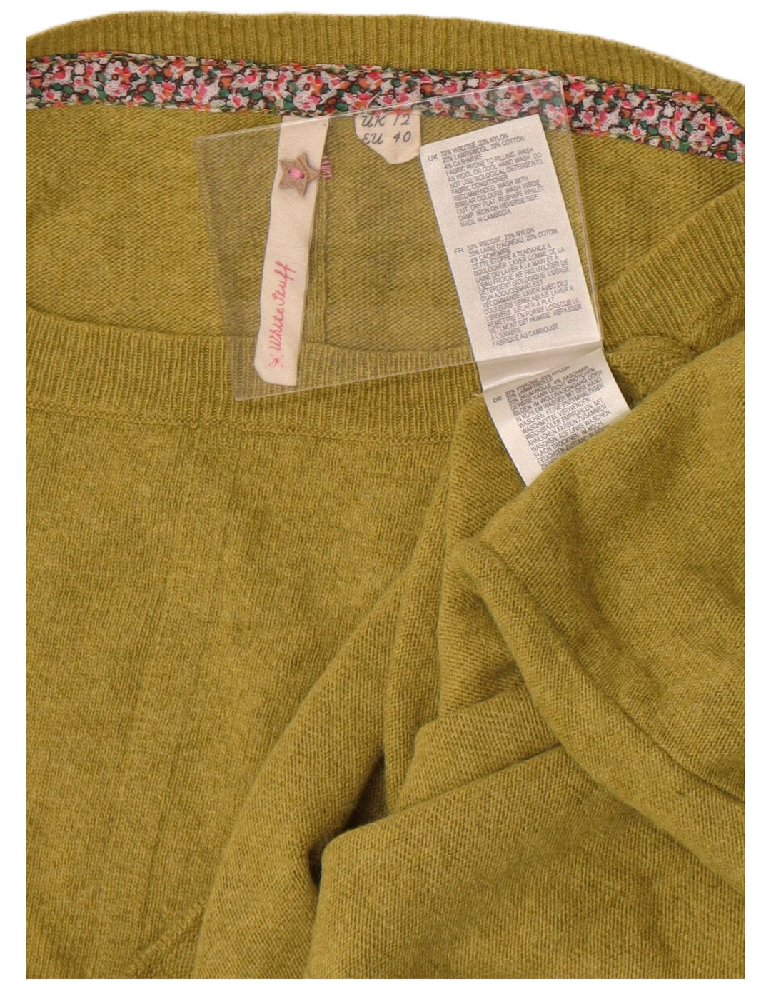 Suéter feminino com gola canoa White Stuff Reino Unido 12 viscose verde médio