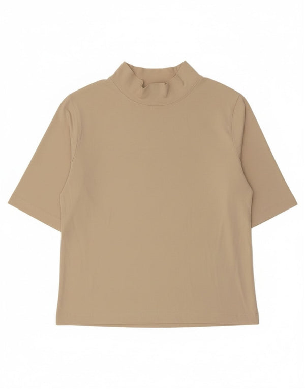 Blusa feminina de manga curta Zara Top UK 18 XL algodão bege