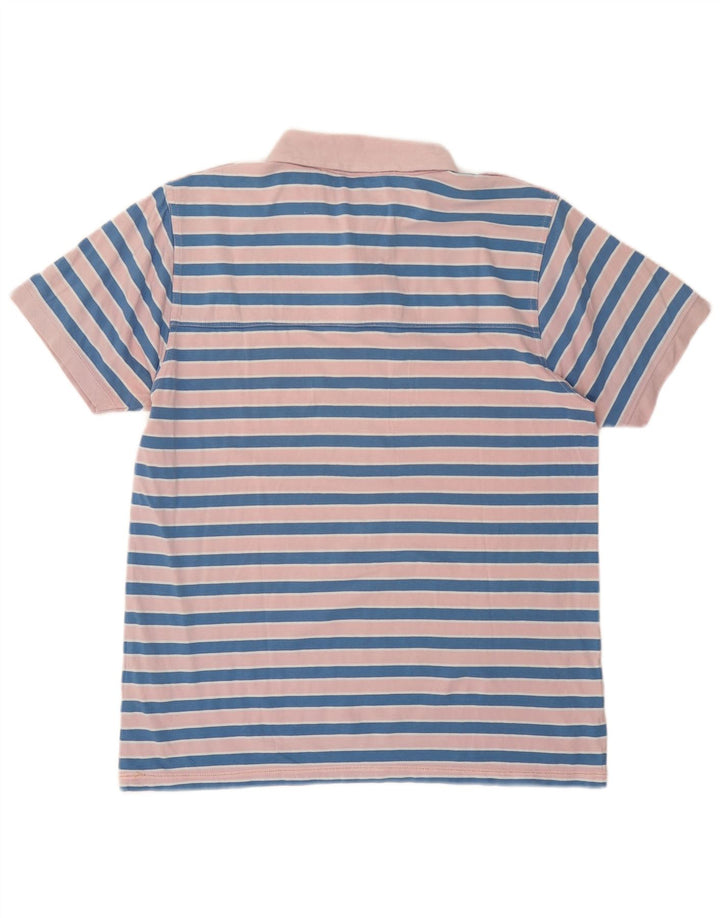 Camisa polo masculina FILA de algodão listrado rosa médio