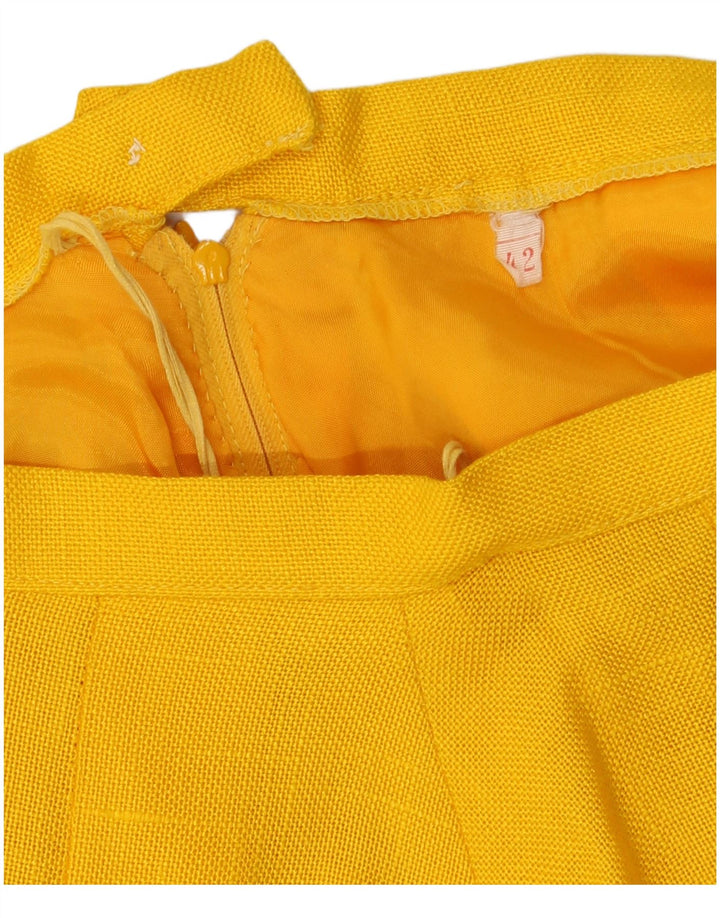 Saia feminina VINTAGE plissada em linha A IT 42 médio W28 listrado amarelo