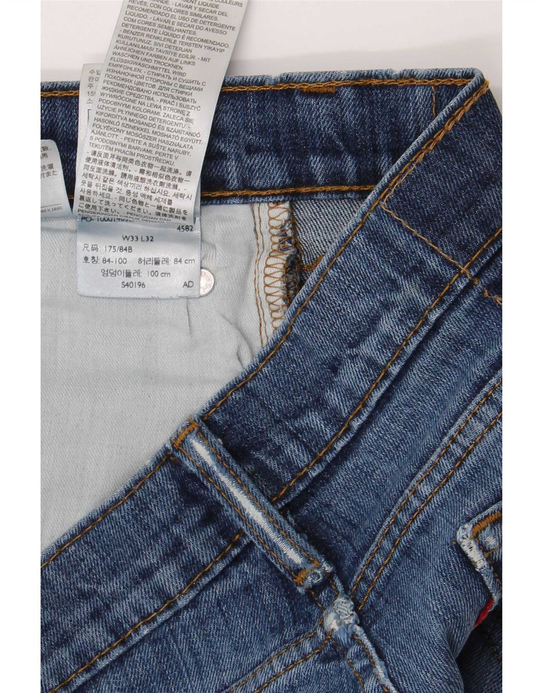 Levi's Mens Slim Jeans W33 L32 Azul Algodão