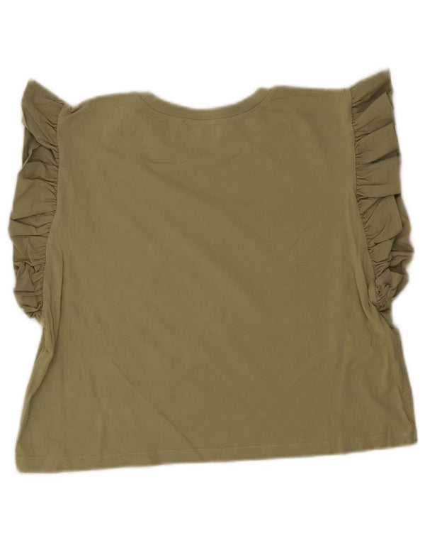 Zara Womens Crop Top UK 12 Médio Verde