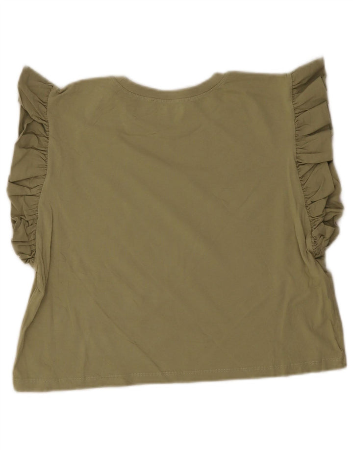 Zara Womens Crop Top UK 12 Médio Verde