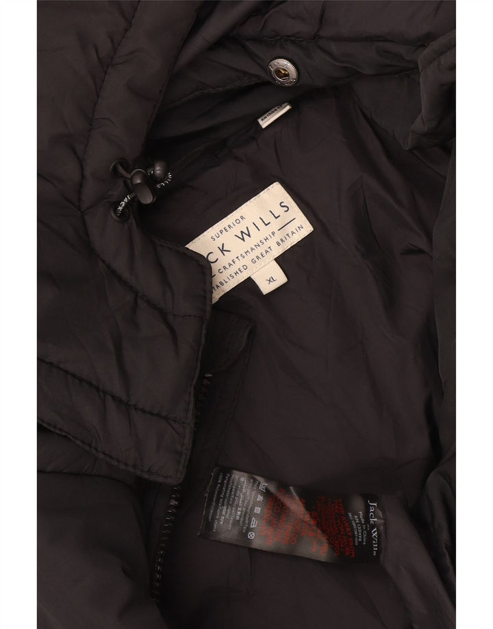 Jaqueta masculina acolchoada com capuz Jack Wills Reino Unido 42 XL poliéster preto