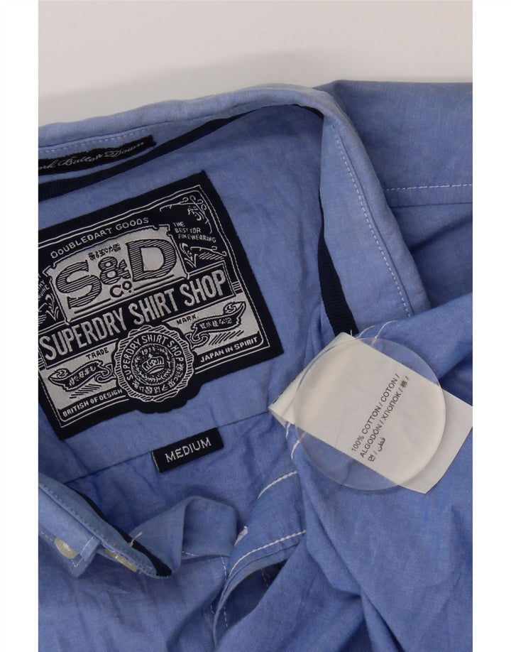 Camisa masculina Superdry manga curta azul médio algodão