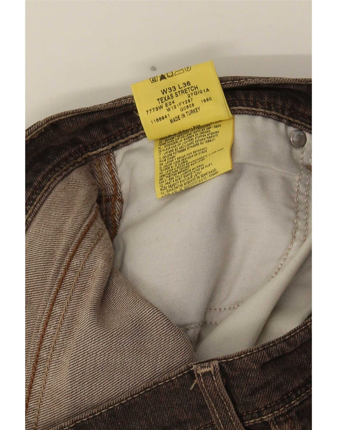 Wrangler Masculino Texas Stretch Straight Jeans W33 L29 Algodão Marrom