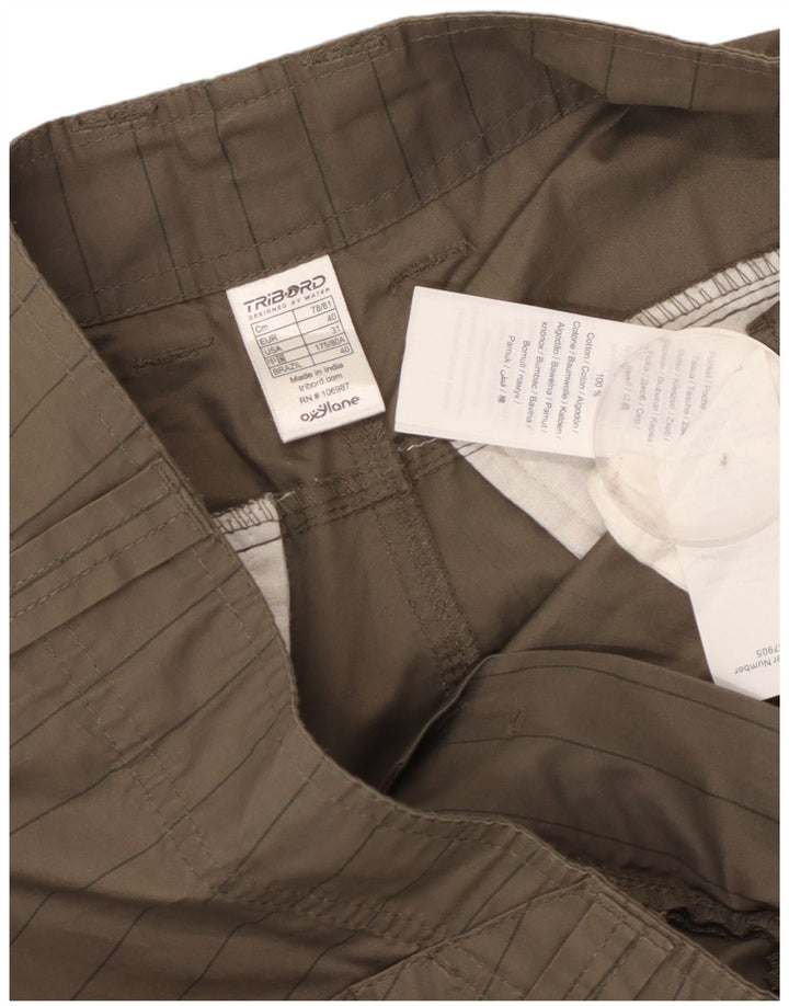 Shorts cargo masculino Tribord W31 médio cáqui listrado algodão