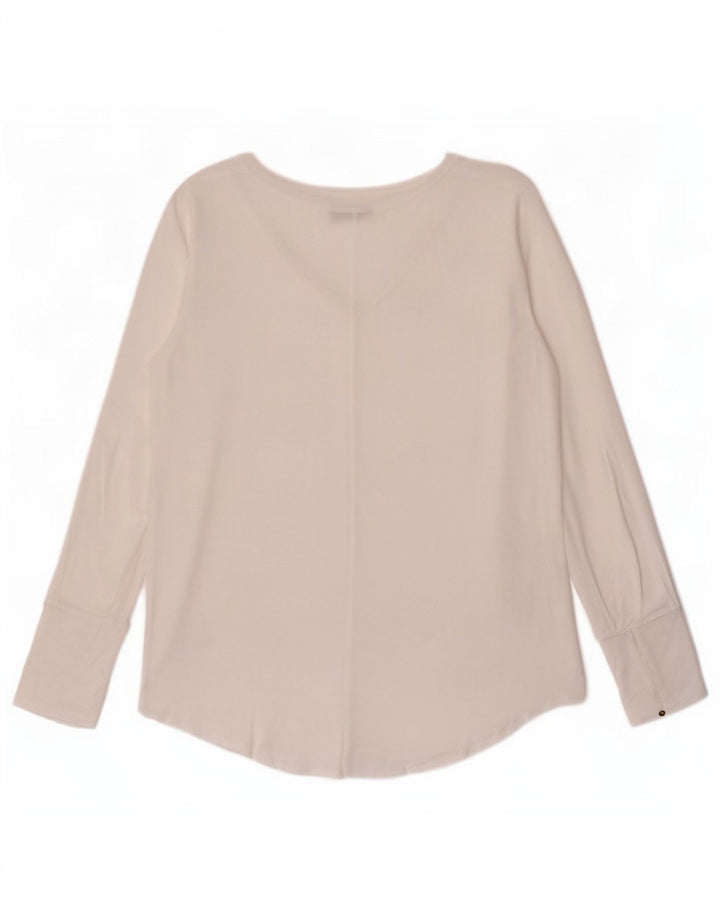 Blusa feminina Massimo Dutti transparente manga comprida Reino Unido 12 médio branco Lyocell