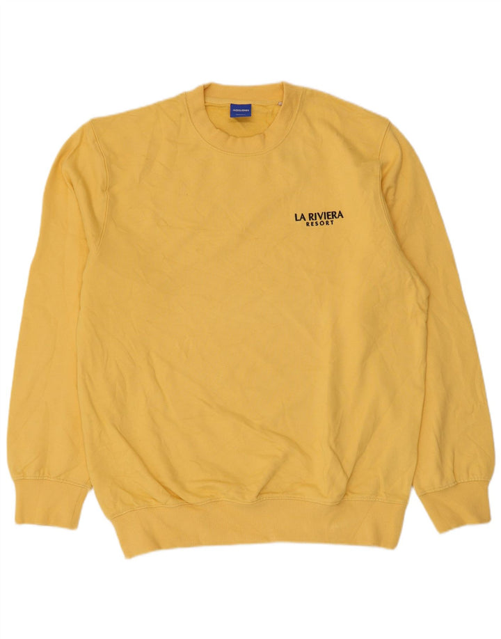 Jack & Jones moletom gráfico masculino jumper grande algodão amarelo
