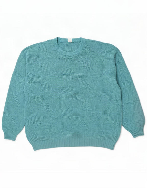 Vintage Mens Crew Neck Jumper Sweater IT 50 Medium Blue